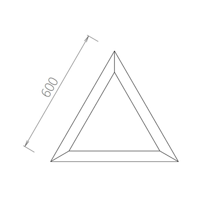 600 × 600 × 100 mm üçgen panel teknik çizim
