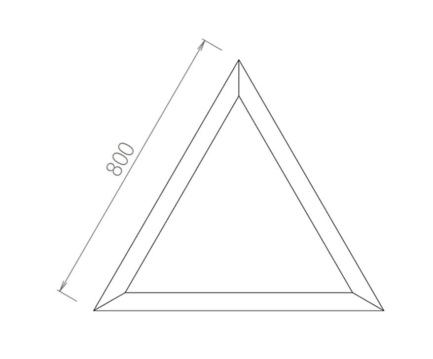 800 × 800 × 100 mm üçgen panel teknik çizim