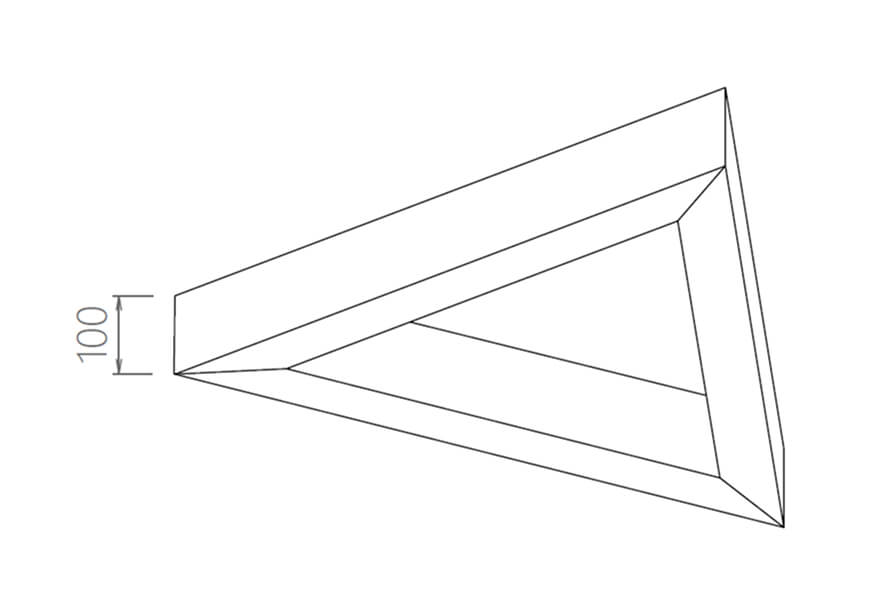 100 mm derinlik üçgen panel kesit çizimi