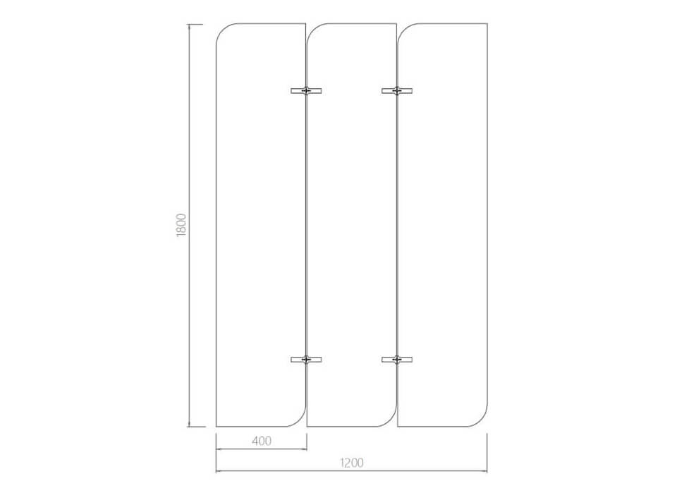 3 panel katlanır paravan teknik çizim