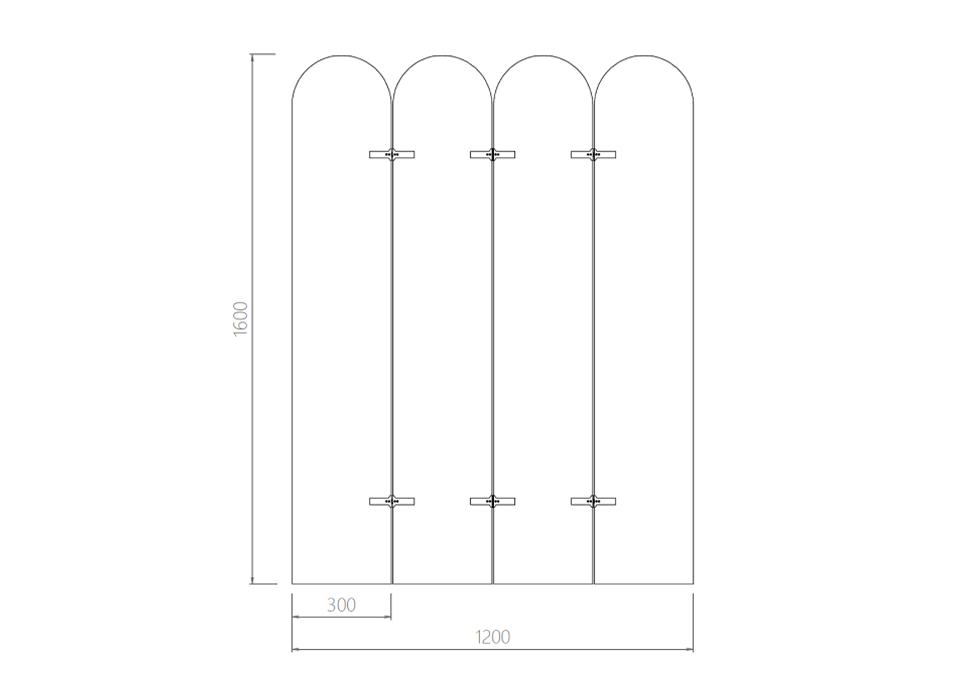 4 panel teknik çizim — 1600 × 1200 mm