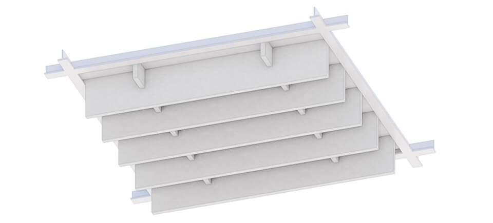 Kapalı Sırt lineer akustik panel — bütün görünüm